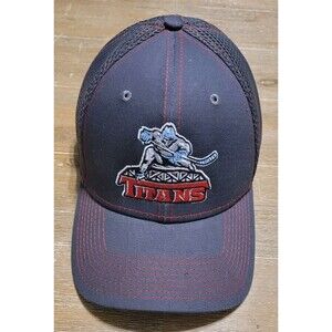 NJ Titans New Era 39Thirty Hat NAHL Jr Hockey Cap Graphite Red Sz M/L Breakaway